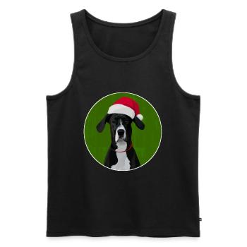 Grand chien danois au chapeau de père Noël pour Noël - Débardeur bio Premium Homme - noir - Devant - Michal (187cm)
