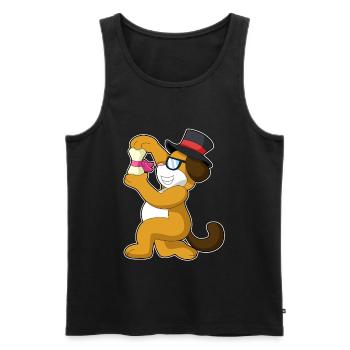 Mariage avec le marié chien avec haut-de-forme - Débardeur bio Premium Homme - noir - Devant - Michal (187cm)