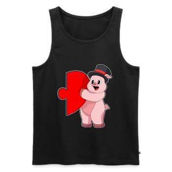 Schwein Bräutigam Herz Hochzeit - Männer Premium Bio Tank Top - Schwarz - Vorne - AI Model Male 178 light (178cm)