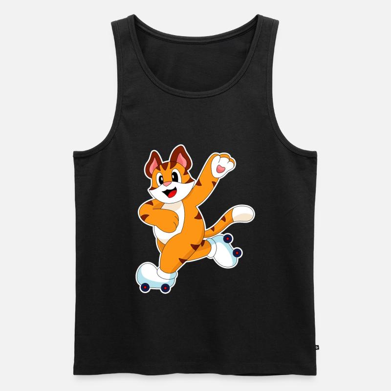 Tiger Rollschuhfahren Rollschuhe - Männer Premium Bio Tank Top - Schwarz