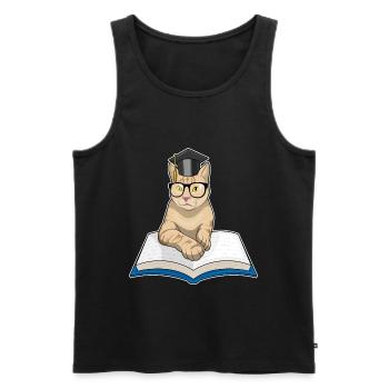 Cat Teacher Book School - Men's Premium Organic Tank Top - black - Front - AI Model Male 178 light (178cm)