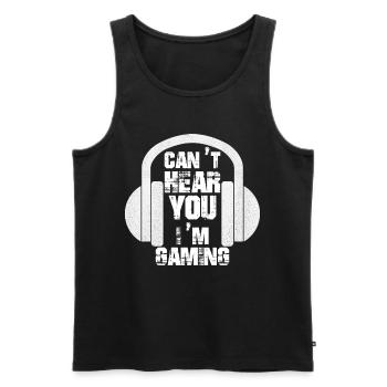 Can t Hear You I m Gaming Video Gamer Headset - Men's Premium Organic Tank Top - black - Front - AI Model Male 178 light (178cm)