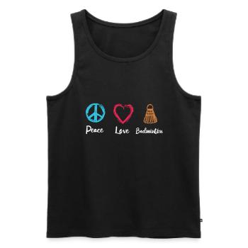 Peace Love Badminton - Männer Premium Bio Tank Top - Schwarz - Vorne - Michal (187cm)