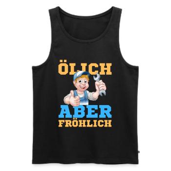 Fröhlicher Schrauber Werkstatt-Design - Männer Premium Bio Tank Top - Schwarz - Vorne - Michal (187cm)