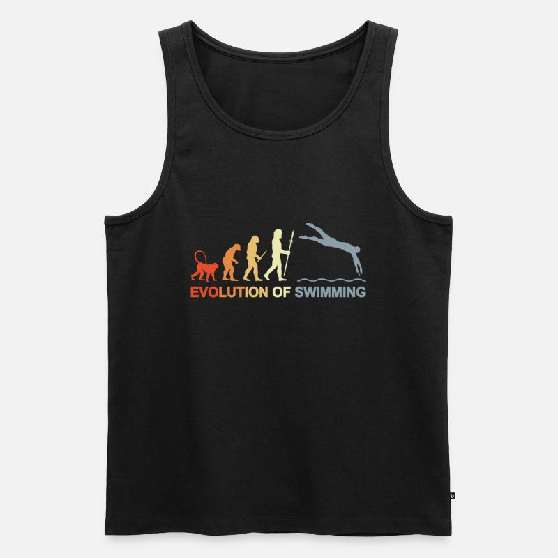 Evolution des Schwimmens - Männer Premium Bio Tank Top - Schwarz