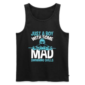Schwimmjunge - Männer Premium Bio Tank Top - Schwarz - Vorne - AI Model Male 178 light (178cm)