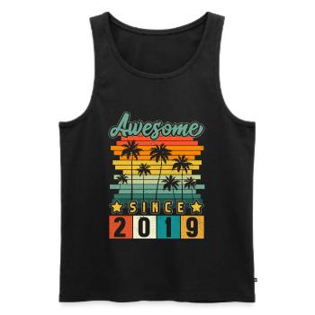 2019 Geboren Geburtstag Geburtsjahr Vintage - Männer Premium Bio Tank Top - Schwarz - Vorne - Michal (187cm)