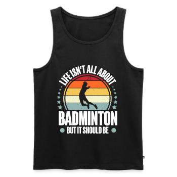 Badminton - Männer Premium Bio Tank Top - Schwarz - Vorne - Michal (187cm)