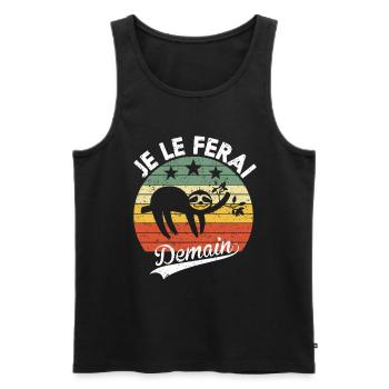 Je Le Ferai Demain Flemme Paresseux Cadeau Humour - Débardeur bio Premium Homme - noir - Devant - Michal (187cm)