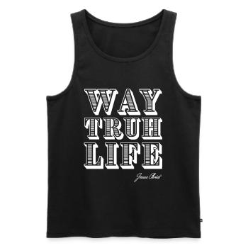 Way Truth Life Jesus Christ - Männer Premium Bio Tank Top - Schwarz - Vorne - Michal (187cm)