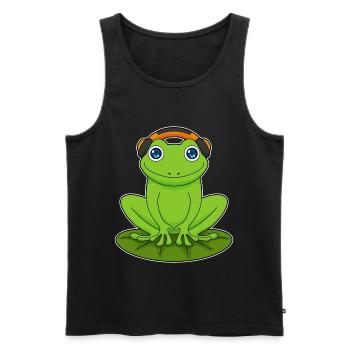 Frog Headphone Musique - Débardeur bio Premium Homme - noir - Devant - Michal (187cm)