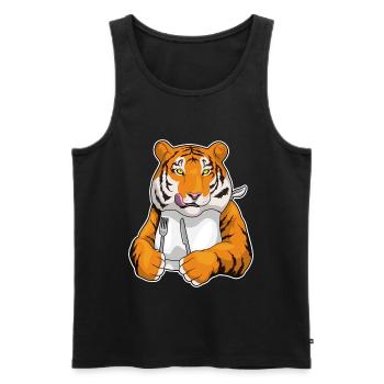 Tiger Cutlery Cooking Kitchen - Men's Premium Organic Tank Top - black - Front - Michal (187cm)