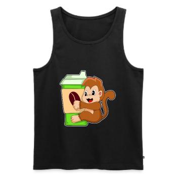 Affe Coffee to go Becher - Männer Premium Bio Tank Top - Schwarz - Vorne - Michal (187cm)