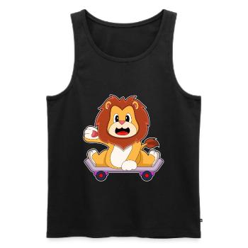 Lion Skater Skateboard - Men's Premium Organic Tank Top - black - Front - Michal (187cm)
