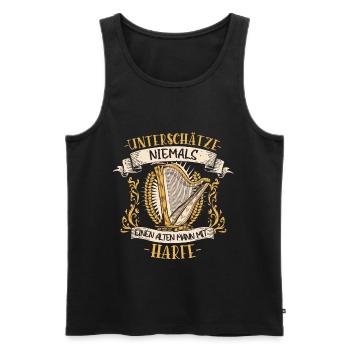 Harfe Harfenist Musiker Streichinstrument Geschenk - Männer Premium Bio Tank Top - Schwarz - Vorne - Michal (187cm)
