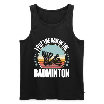 Badminton - Männer Premium Bio Tank Top - Schwarz - Vorne - Michal (187cm)