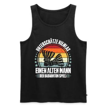 Badminton - Männer Premium Bio Tank Top - Schwarz - Vorne - Michal (187cm)