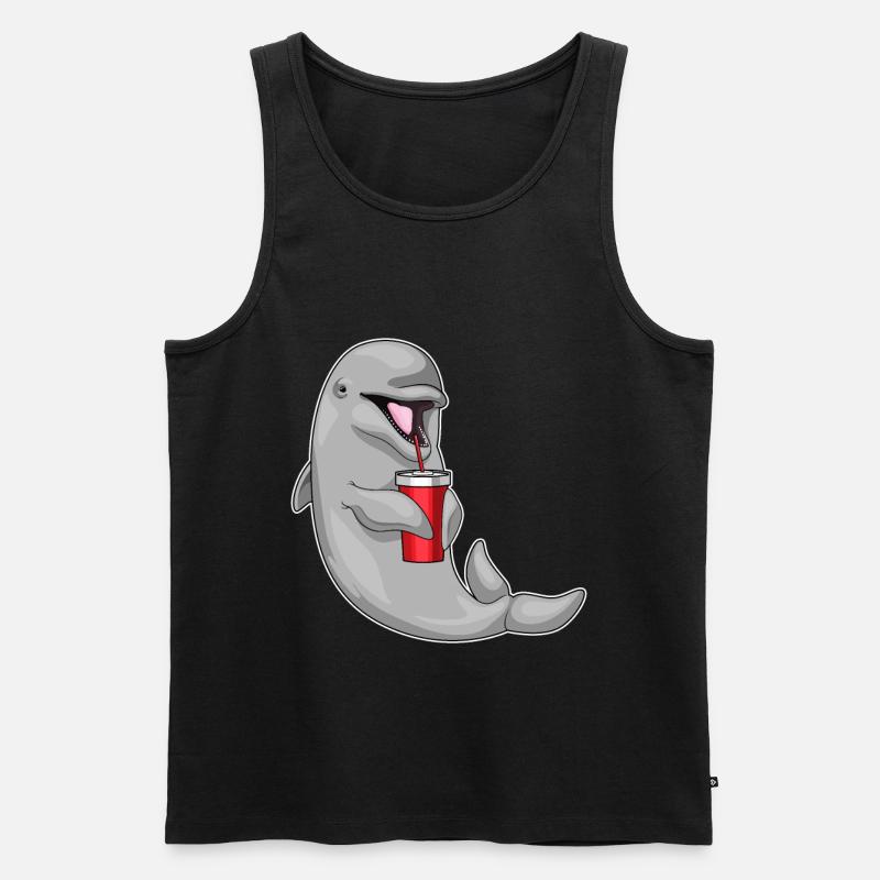 Delfin Trinkbecher - Männer Premium Bio Tank Top - Schwarz