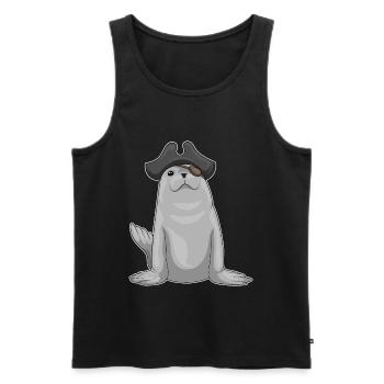 Seehund Pirat Augenklappe - Männer Premium Bio Tank Top - Schwarz - Vorne - AI Model Male 178 light (178cm)