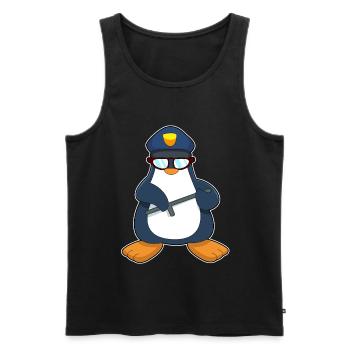 Penguin Policier Matraque Police - Débardeur bio Premium Homme - noir - Devant - AI Model Male 178 light (178cm)