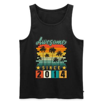 2014 Born Birthday Year of birth vintage - Men's Premium Organic Tank Top - black - Front - Michal (187cm)