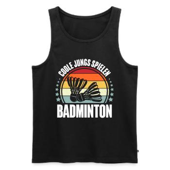 Badminton - Männer Premium Bio Tank Top - Schwarz - Vorne - Michal (187cm)