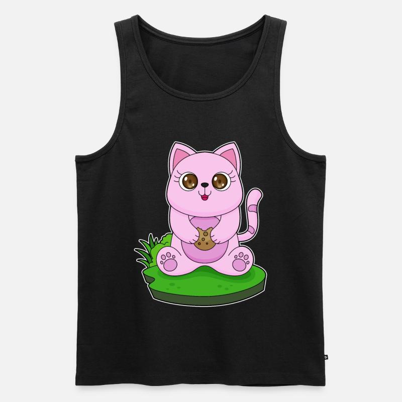 Katze Keks - Männer Premium Bio Tank Top - Schwarz
