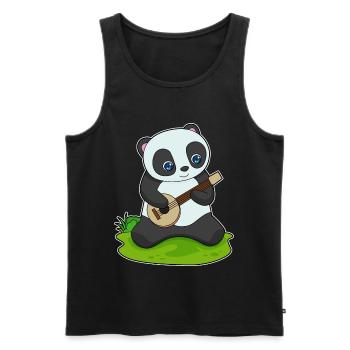 Panda Musicien Guitare Musique - Débardeur bio Premium Homme - noir - Devant - Michal (187cm)