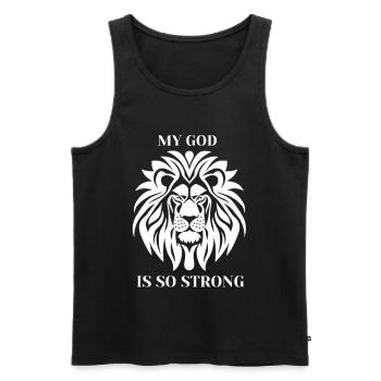 Löwe Gottesstärke Starkes Statement - Männer Premium Bio Tank Top - Schwarz - Vorne - AI Model Male 178 light (178cm)