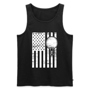Ping Pong US Flag - Men's Premium Organic Tank Top - black - Front - Michal (187cm)