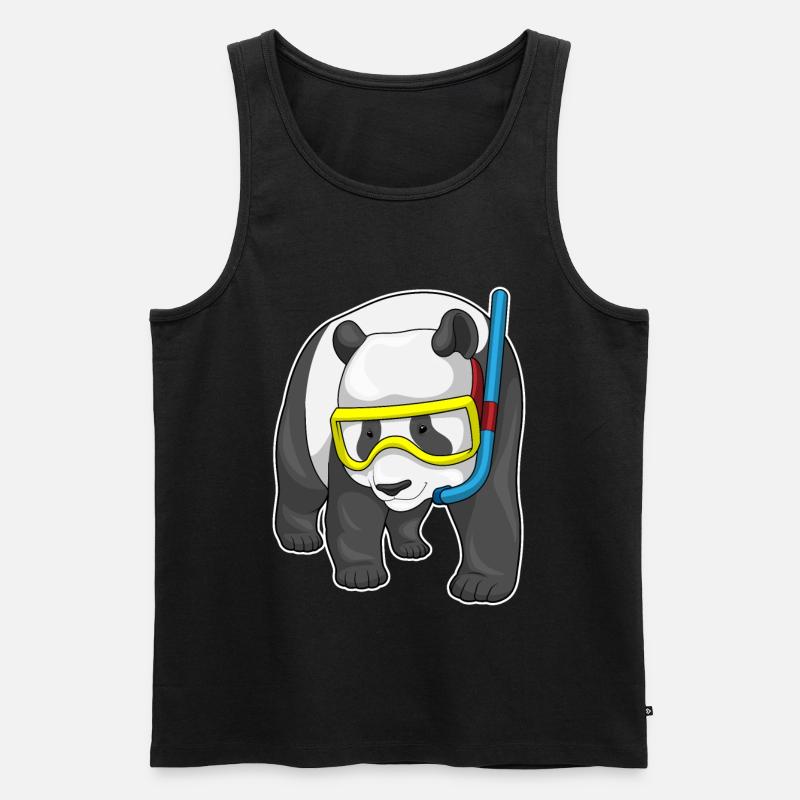 Panda Diver Snorkel - Débardeur bio Premium Homme - noir