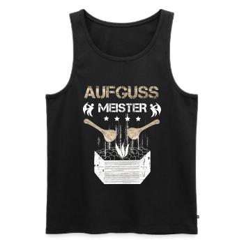 Aufguss Meister Saunagänger - Männer Premium Bio Tank Top - Schwarz - Vorne - AI Model Male 178 light (178cm)