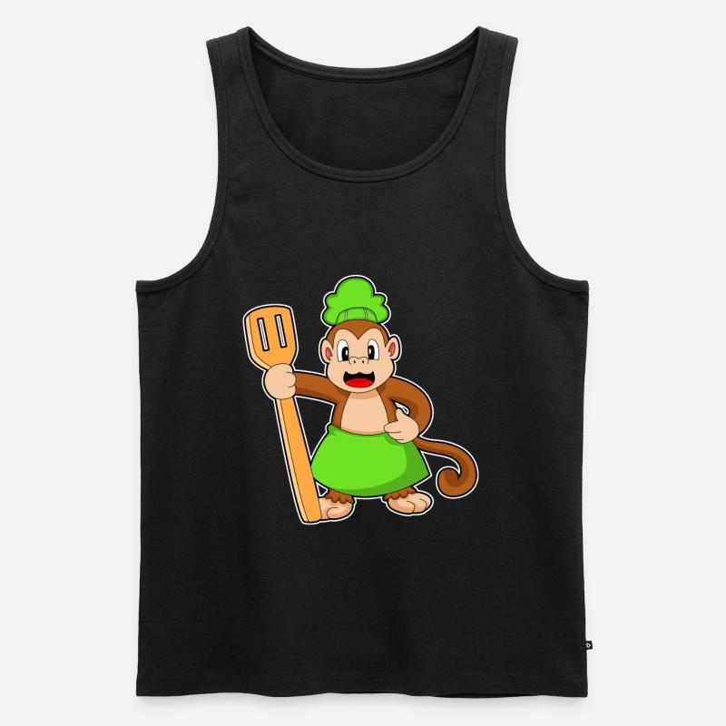 Affe Koch Pfannenwender - Männer Premium Bio Tank Top - Schwarz