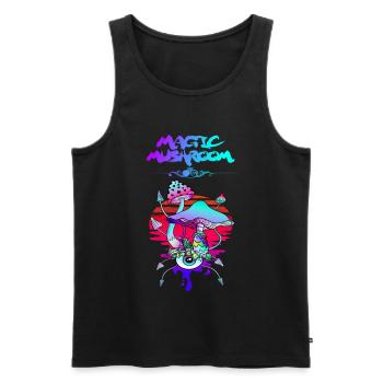 Magic Mushroom Sunset - Männer Premium Bio Tank Top - Schwarz - Vorne - AI Model Male 178 light (178cm)