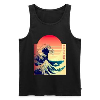 La Grande Vague au large de Kanagawa - Débardeur bio Premium Homme - noir - Devant - Michal (187cm)