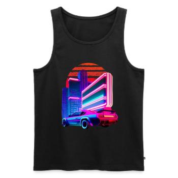 Retro Wave 80s Sports Car Vaporwave - Débardeur bio Premium Homme - noir - Devant - AI Model Male 178 light (178cm)
