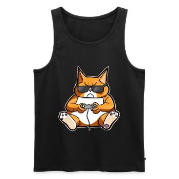 Gaming Cat Gamer Gamers Gamers Gamers - Débardeur bio Premium Homme - noir - Devant - Michal (187cm)