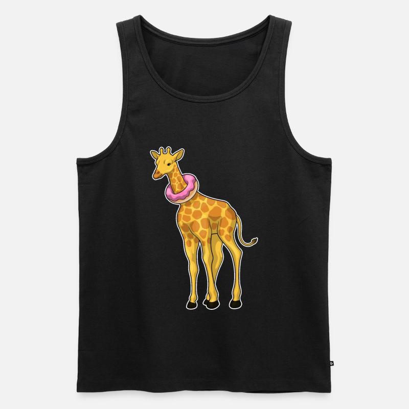 Giraffe Donut - Männer Premium Bio Tank Top - Schwarz