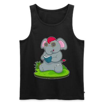 Elefant Nerd Buch Brille - Männer Premium Bio Tank Top - Schwarz - Vorne - Michal (187cm)