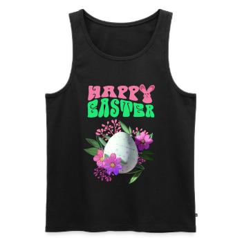 Happy Easter Flowers Easter Egg - Men's Premium Organic Tank Top - black - Front - AI Model Male 178 light (178cm)