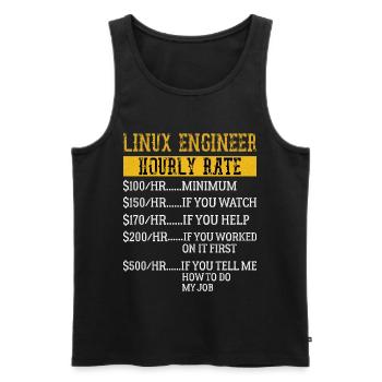 Ingénieur Linux Taux horaire Mécanique Taux de main-d’œuvre - Débardeur bio Premium Homme - noir - Devant - AI Model Male 178 light (178cm)