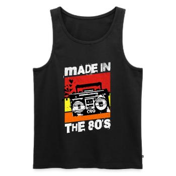 Musique rétro Made In The 80s - Débardeur bio Premium Homme - noir - Devant - AI Model Male 178 light (178cm)
