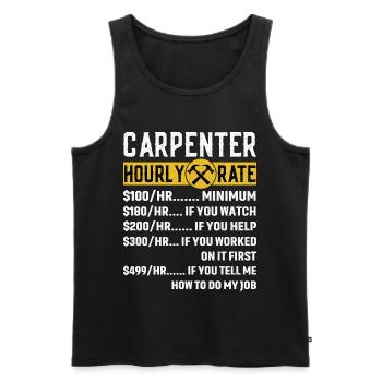 Vintage Carpenter Vêtements Woodworking Taux horaire - Débardeur bio Premium Homme - noir - Devant - Michal (187cm)