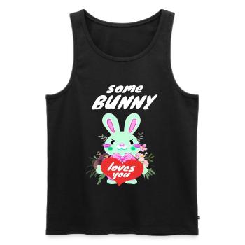 Mignon lapin de Pâques amoureux - Débardeur bio Premium Homme - noir - Devant - Michal (187cm)