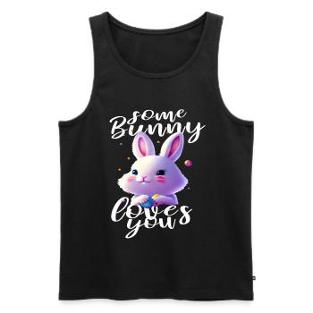 mignon lapin de Pâques vous aime - Débardeur bio Premium Homme - noir - Devant - Michal (187cm)