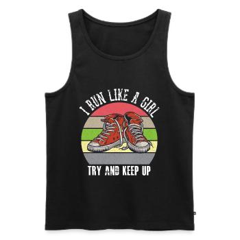 I Run Like A Girl Try to Keep Up - Men's Premium Organic Tank Top - black - Front - AI Model Male 178 light (178cm)