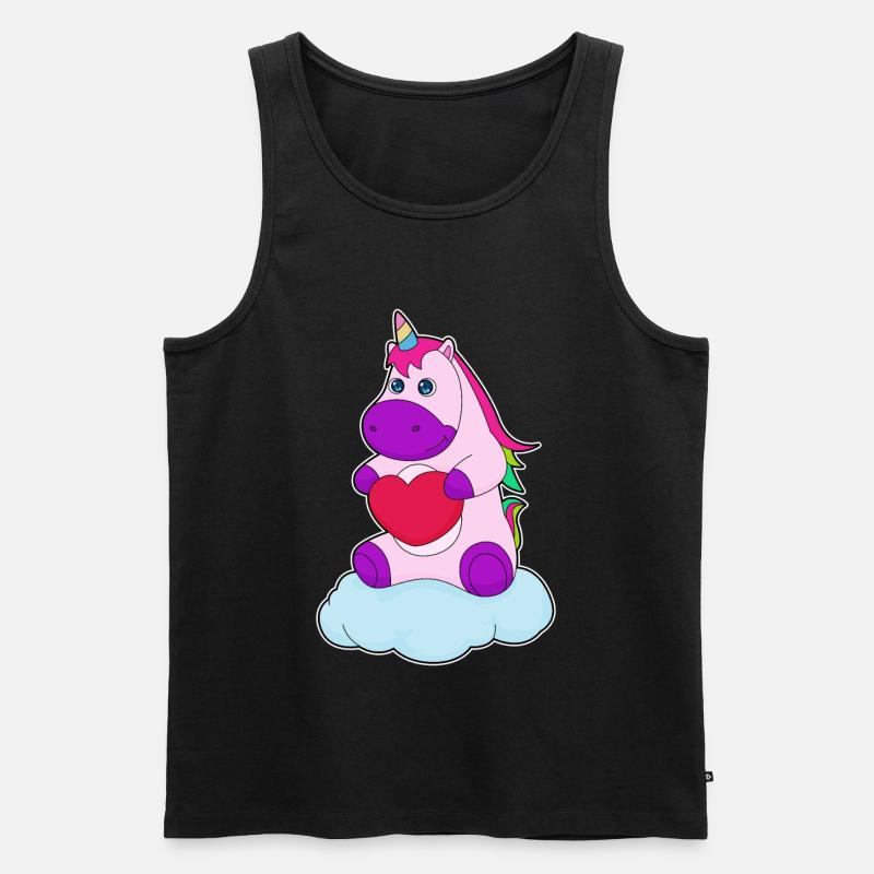 Einhorn Herz - Männer Premium Bio Tank Top - Schwarz