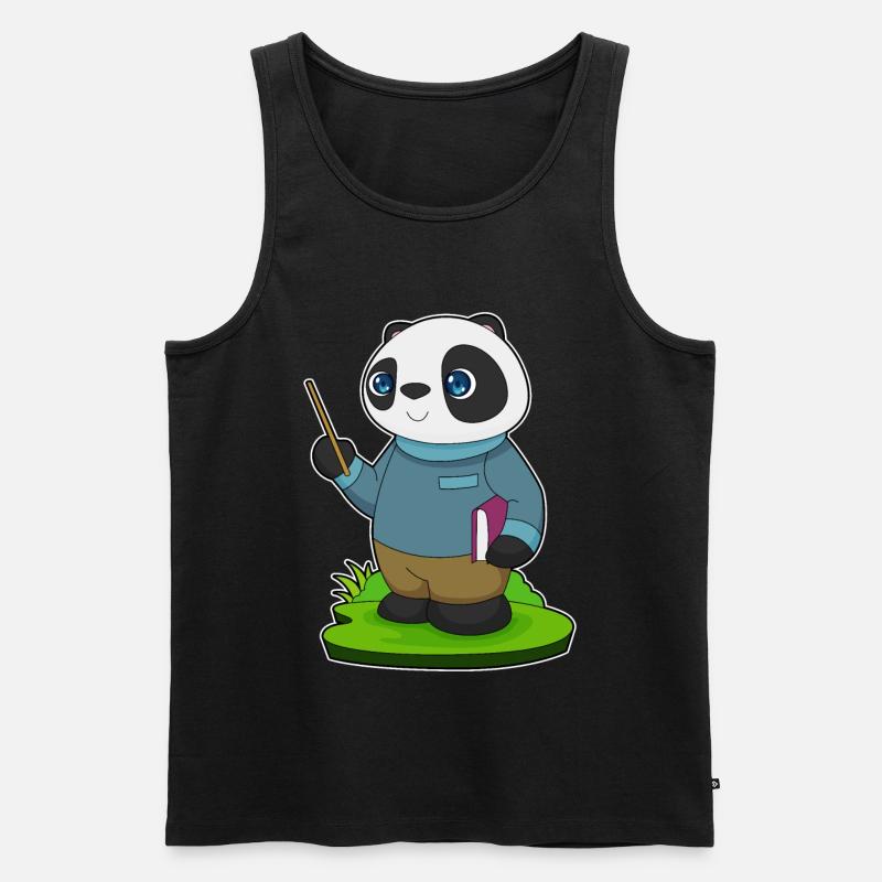 Panda Lehrer Zeigestab Schule - Männer Premium Bio Tank Top - Schwarz