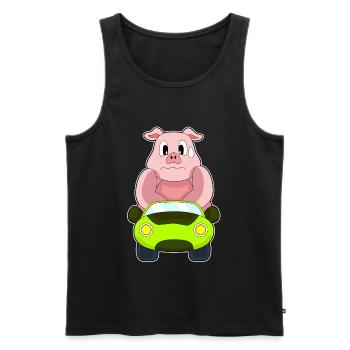 Voiture de cochon - Débardeur bio Premium Homme - noir - Devant - Michal (187cm)