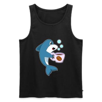 Delfin coffee cup - Men's Premium Organic Tank Top - black - Front - AI Model Male 178 light (178cm)
